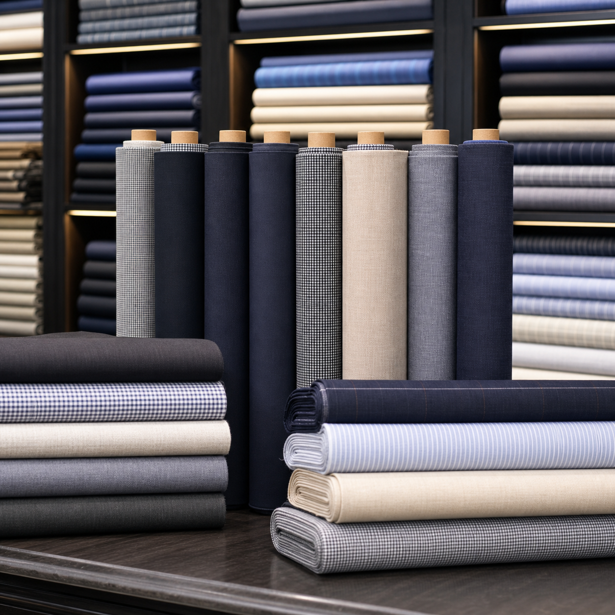 Suiting and shirting fabric rolls